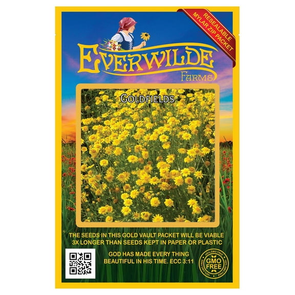 Everwilde Farms - 2000 Goldfields Native Wildflower Seeds - Gold Vault Seed Packet