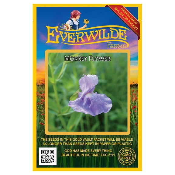 Everwilde Farms - 2000 Monkey Flower Native Wildflower Seeds - Gold Vault Seed Packet