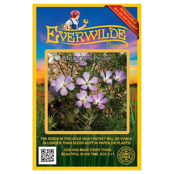 Everwilde Farms - 2000 Mountain Phlox Native Wildflower Seeds - Gold Vault Jumbo Bulk Seed Packet
