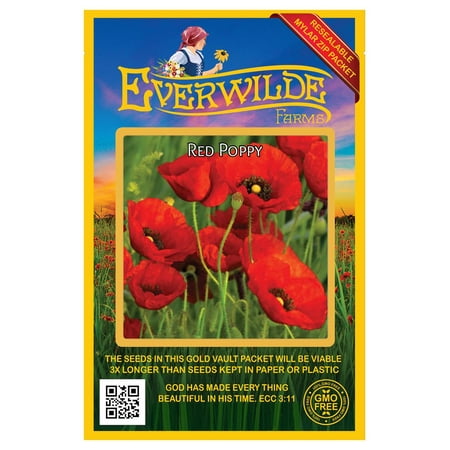 Everwilde Farms - 2000 Red Poppy Garden Flower Seeds - Gold Vault Jumbo Bulk Seed Packet