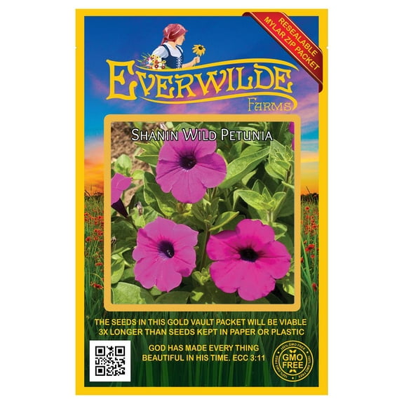 Everwilde Farms - 2000 Shanin Wild Petunia Garden Flower Seeds - Gold Vault Jumbo Bulk Seed Packet