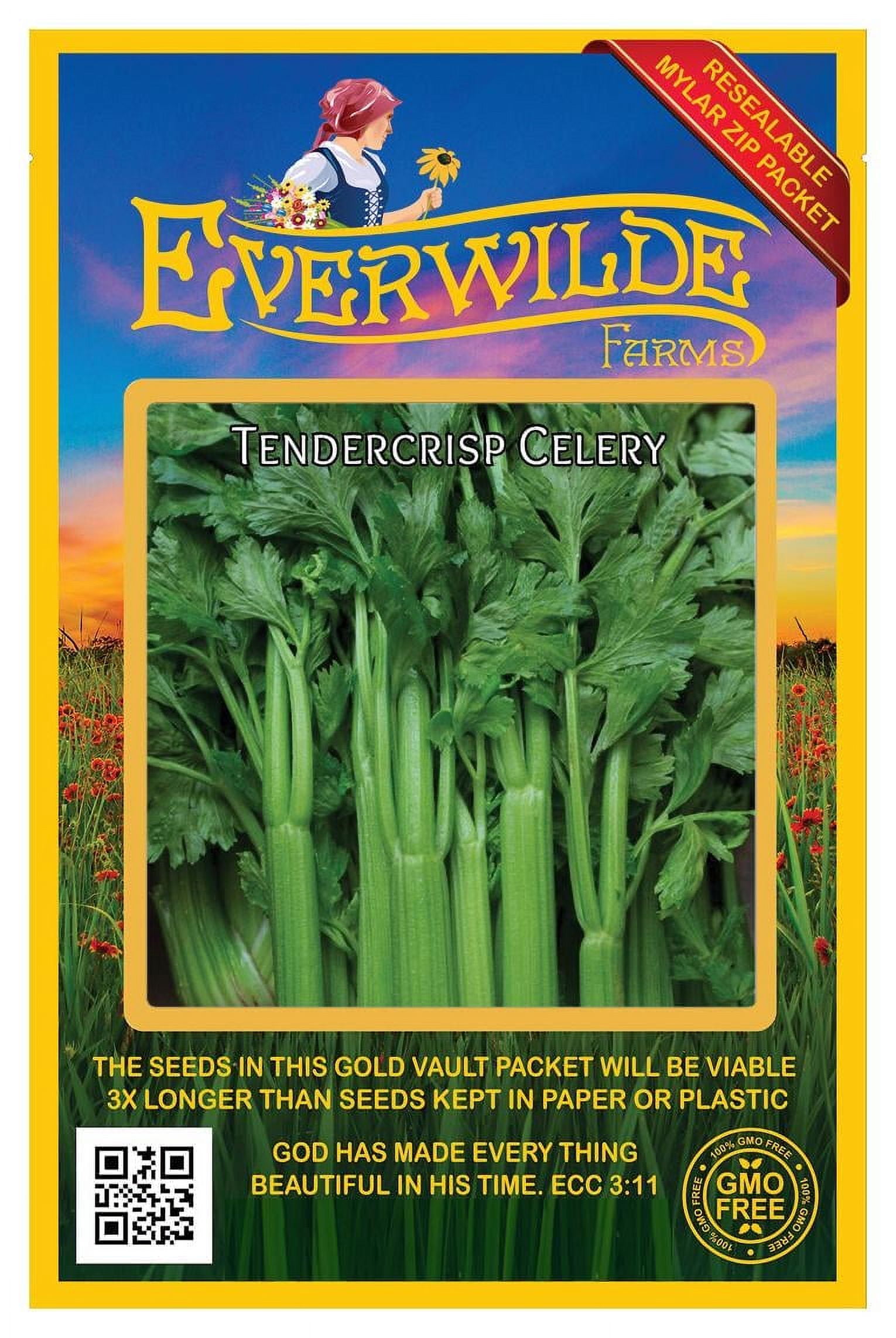 Everwilde Farms 2000 Tendercrisp Celery Seeds Gold Vault Jumbo Bulk
