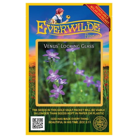 Everwilde Farms - 2000 Venus' Looking Glass Native Wildflower Seeds - Gold Vault Seed Packet