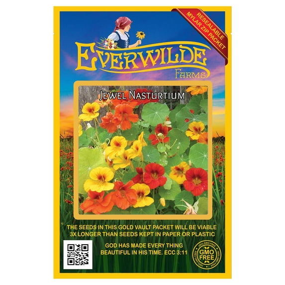 Everwilde Farms 25 Jewel Mixed Nasturtium Flower Seed