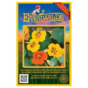 Everwilde Farms - 25 Mixed Nasturtium Garden Flower Seeds - Gold Vault Jumbo Bulk Seed Packet
