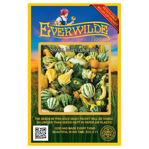 Everwilde Farms - 25 Small Mixed Gourd Seeds - Gold Vault Seed Packet