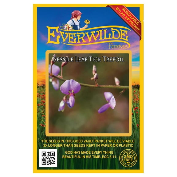 Everwilde Farms - 30 Sessile-Leaf Tick Trefoil Native Wildflower Seeds - Gold Vault Seed Packet