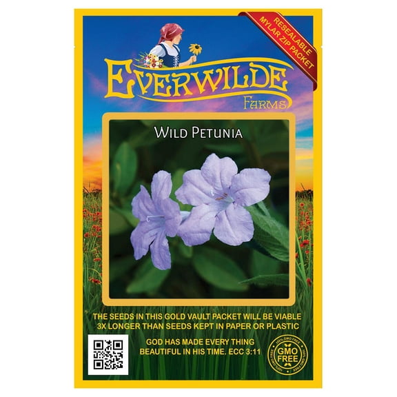 Everwilde Farms - 100 Wild Petunia Native Wildflower Seeds - Gold Vault Seed Packet
