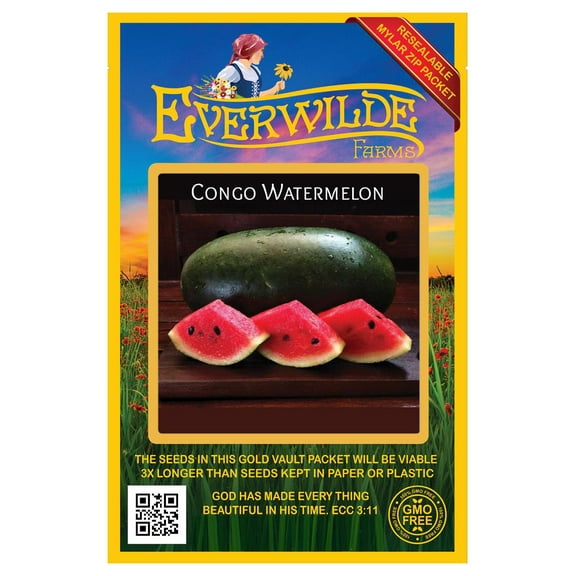 Everwilde Farms - 40 Congo Watermelon Seeds - Gold Vault Seed Packet