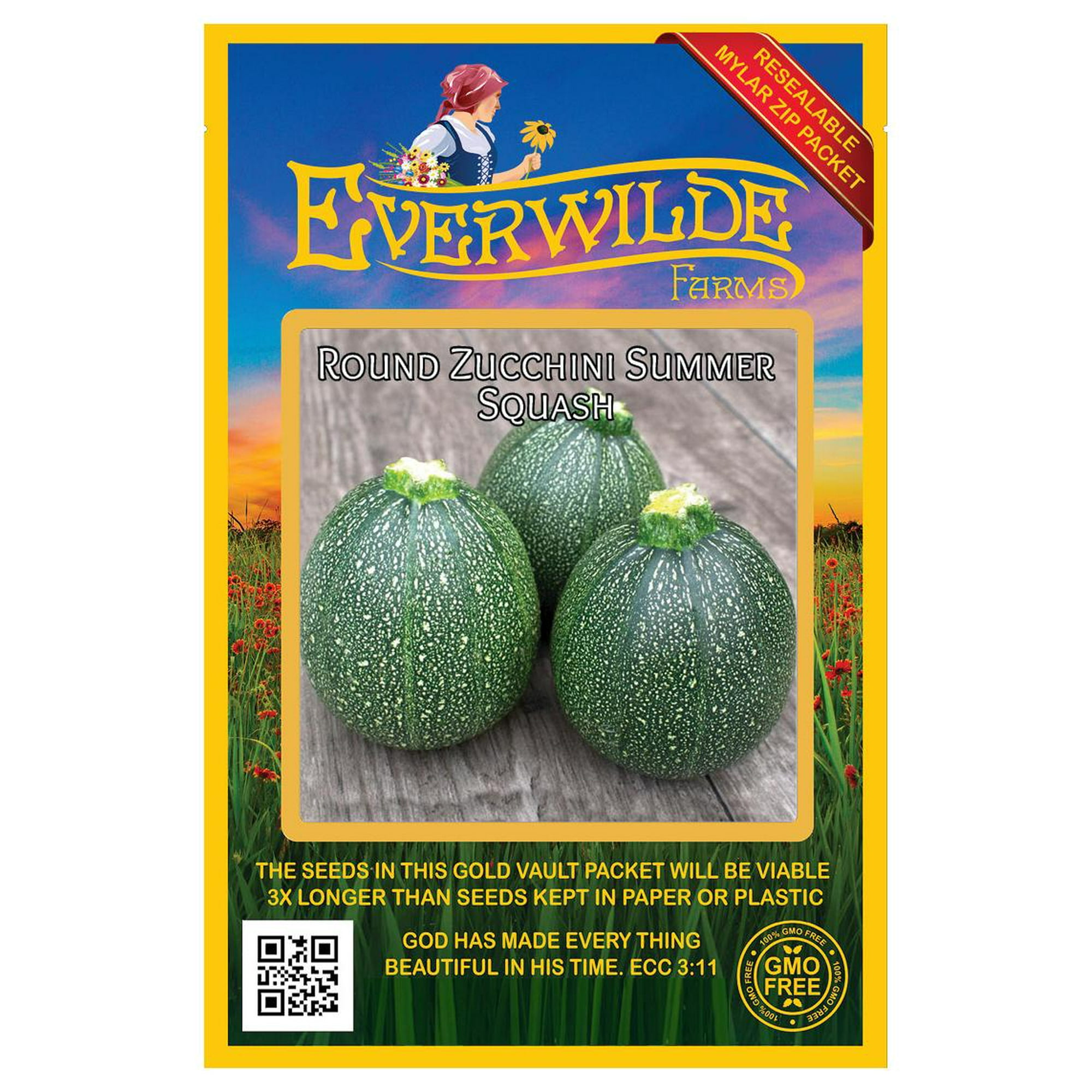 Everwilde Farms 40 Round Zucchini Plant Seeds