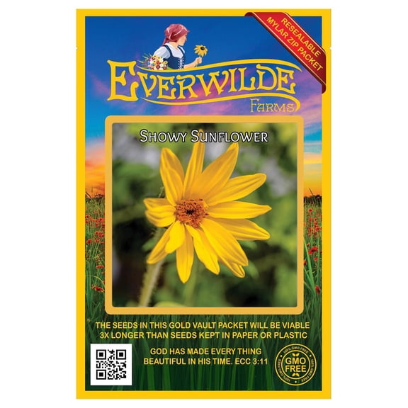 Everwilde Farms - 40 Showy Sunflower Native Wildflower Seeds - Gold Vault Seed Packet