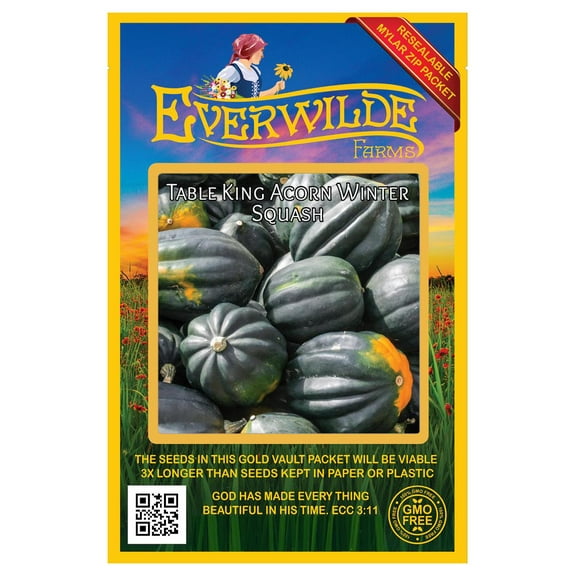 Everwilde Farms - 40 Table King Acorn Winter Squash Seeds - Gold Vault Seed Packet