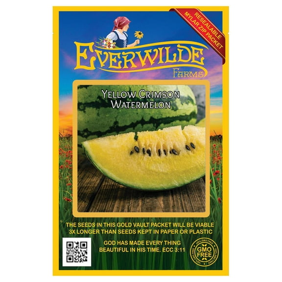 Everwilde Farms - 40 Yellow Crimson Watermelon Seeds - Gold Vault Seed Packet