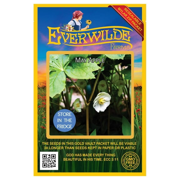 Everwilde Farms - 5 May Apple Native Wildflower Seeds - Gold Vault Seed Packet