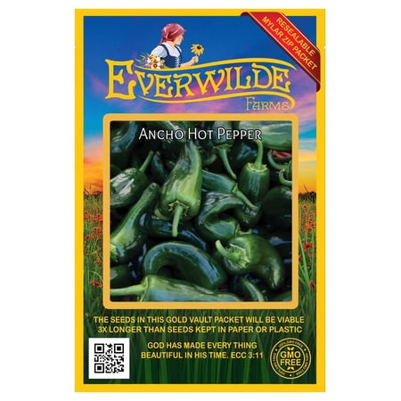 Everwilde Farms - 50 Ancho Hot Pepper Seeds - Gold Vault Seed Packet