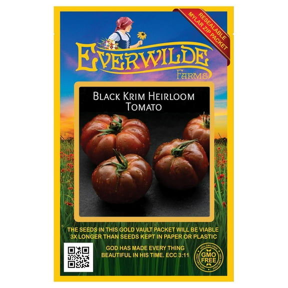 Everwilde Farms - 50 Black Krim Heirloom Tomato Seeds - Gold Vault Seed Packet