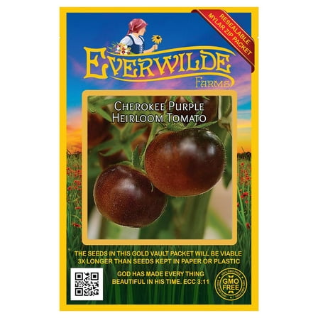 Everwilde Farms 50 Cherokee Purple Heirloom Tomato Seeds, Open Pollinated Heirloom