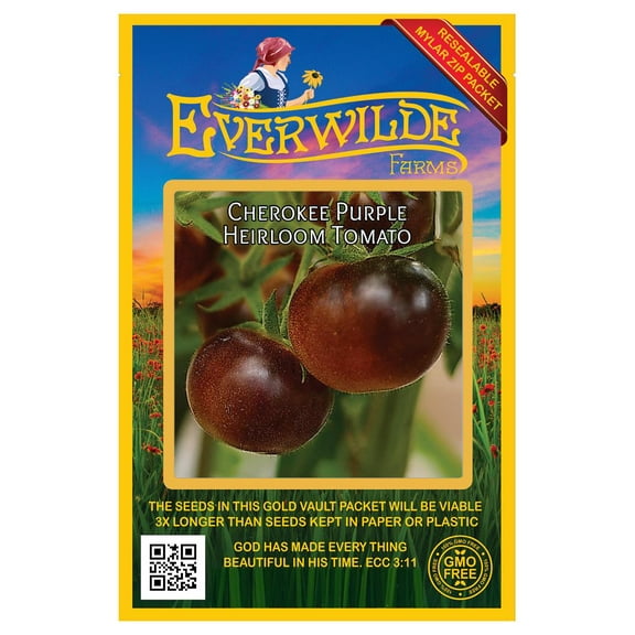 Everwilde Farms 50 Cherokee Purple Heirloom Tomato Seeds, Open Pollinated Heirloom