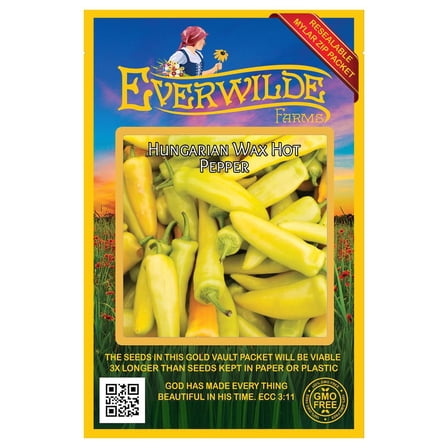 Everwilde Farms - 50 Hungarian Wax Hot Pepper Seeds - Gold Vault Jumbo Bulk Seed Packet