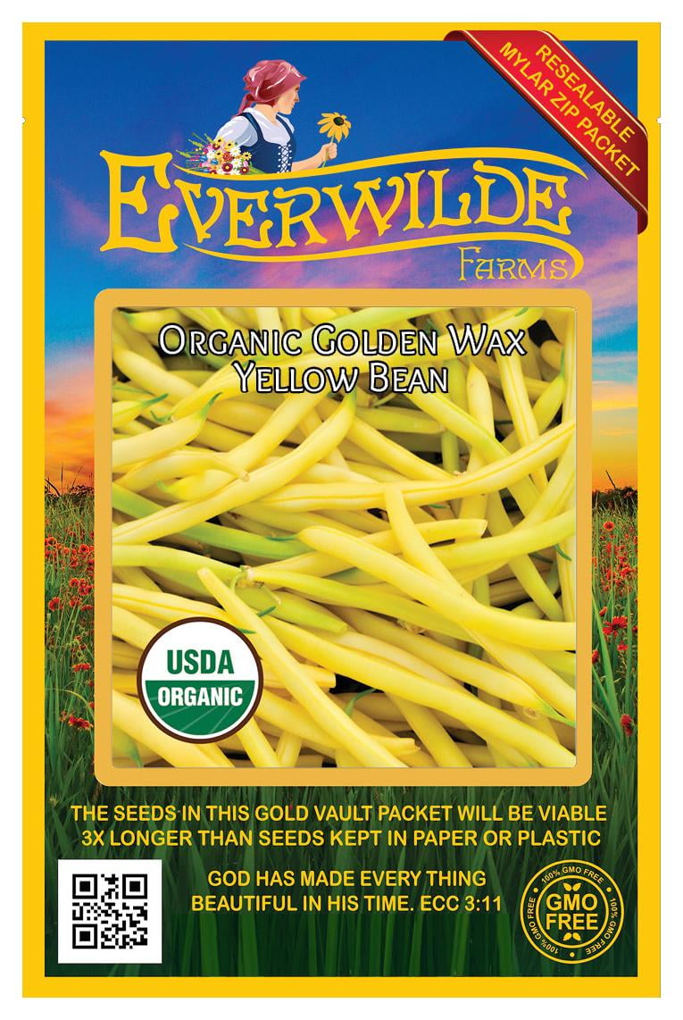 Everwilde Farms 50 Organic Golden Wax Yellow Bean Seeds Gold Vault