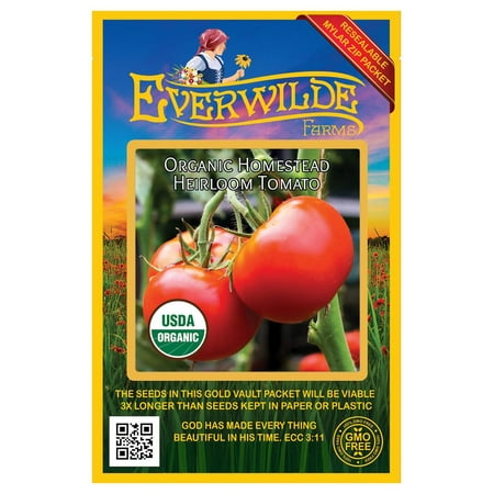 Everwilde Farms - 50 Organic Homestead Heirloom Tomato Seeds - Gold Vault Jumbo Bulk Seed Packet