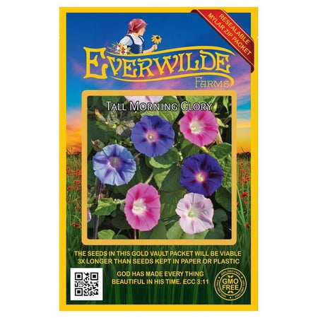 Everwilde Farms - 50 Tall Mixed Morning Glory Garden Flower Seeds - Gold Vault Jumbo Bulk Seed Packet