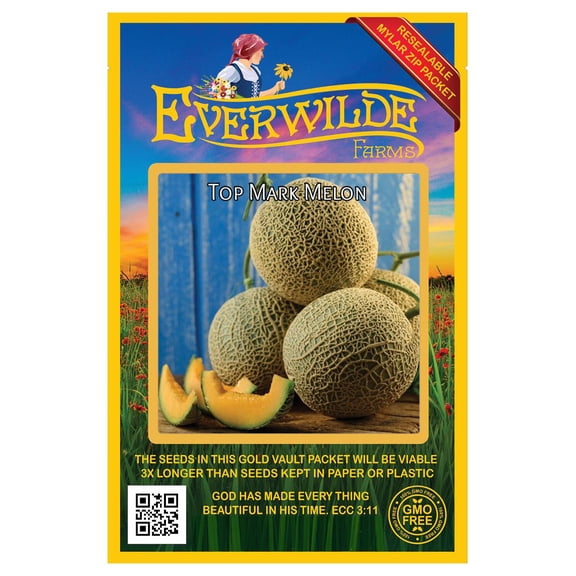 Everwilde Farms - 50 Top Mark Melon Seeds - Gold Vault Jumbo Bulk Seed Packet