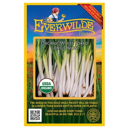 Everwilde Farms 50 White Tokyo Long Onion Plant Seeds, Open Pollinated