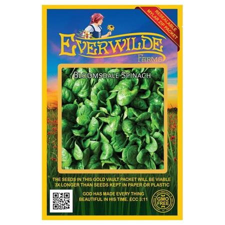 Everwilde Farms - 500 Bloomsdale Spinach Seeds - Gold Vault Jumbo Bulk Seed Packet