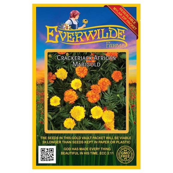Everwilde Farms 500 Crackerjack African Marigold Flower Seeds, 100% GMO-free