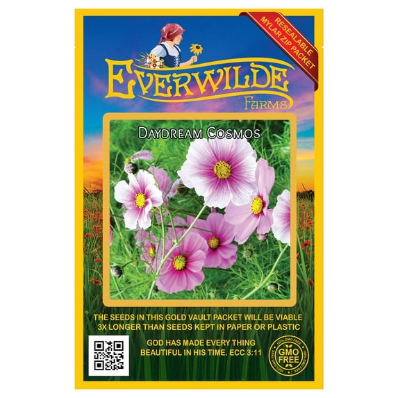 Everwilde Farms - 500 Daydream Cosmos Garden Flower Seeds - Gold Vault Jumbo Bulk Seed Packet