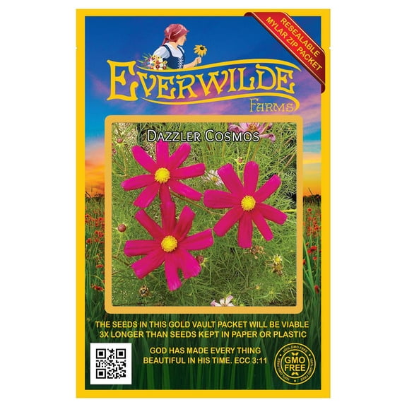 Everwilde Farms - 500 Dazzler Cosmos Garden Flower Seeds - Gold Vault Jumbo Bulk Seed Packet