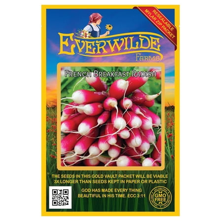 Everwilde Farms - 500 French Breakfast Radish Seeds - Gold Vault Jumbo Bulk Seed Packet