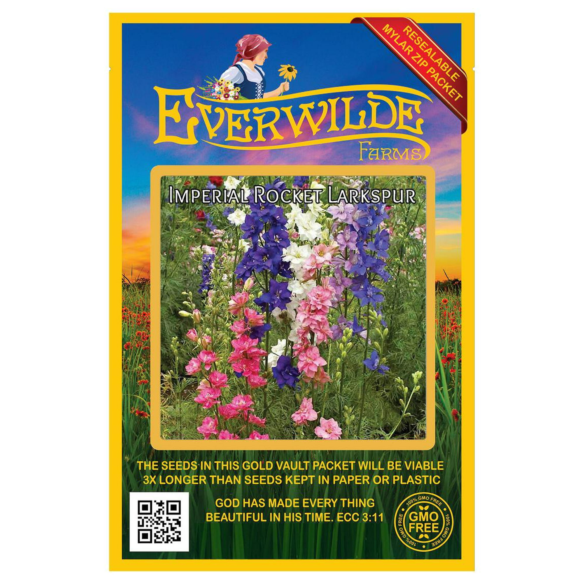 Everwilde Farms 500 Imperial Mixed Rocket Larkspur Flower Seeds