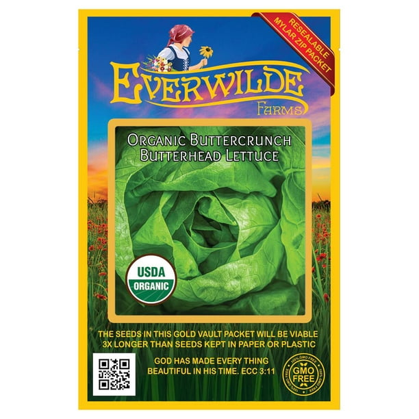 Everwilde Farms 500 Organic Buttercrunch Butterhead Lettuce Seeds