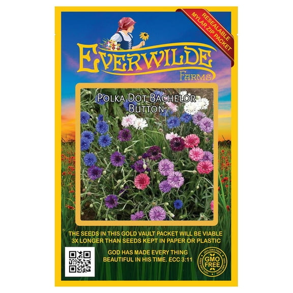 Everwilde Farms - 500 Polka Dot Mixed Bachelor Button Garden Flower Seeds - Gold Vault Jumbo Bulk Seed Packet