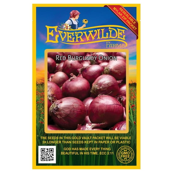 Everwilde Farms - 500 Red Burgundy Onion Seeds - Gold Vault Jumbo Bulk Seed Packet