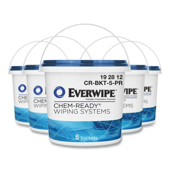Everwipe Chem-Ready Dispenser Bucket 7.13 x 7.13 x 7, White, 5/Carton