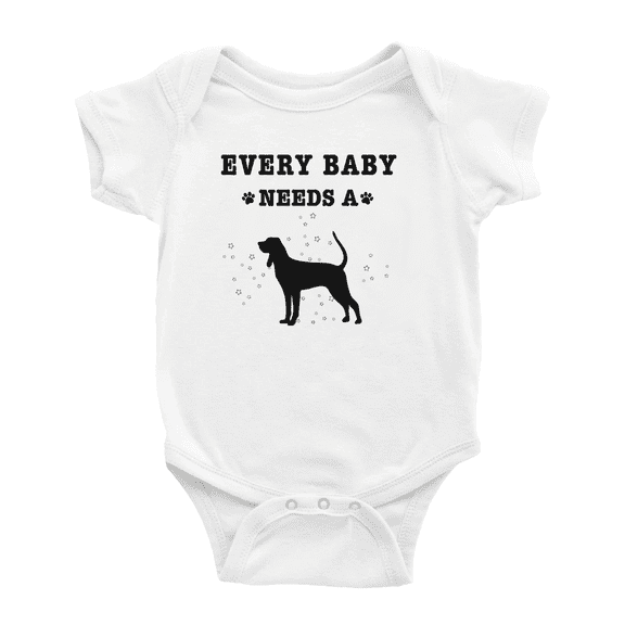 Every Baby Needs A Black and Tan Coonhound Dog Funny Baby Bodysuit For Boy Girl 0-3 Months