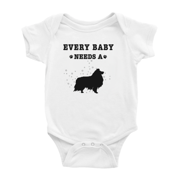 Every Baby Needs A Shetland Sheepdog Dog Funny Baby Bodysuit