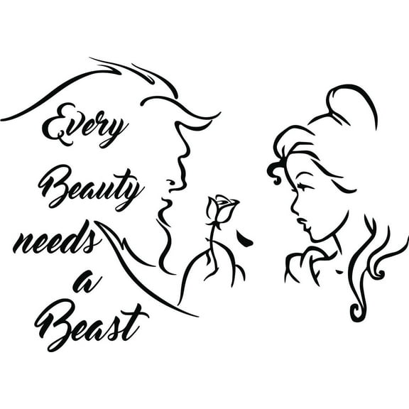 Every Beauty Needs A Beast Silhouette Bedroom Decor Custom Wall Decal Vinyl Sticker 20 Inches X 20 Inches