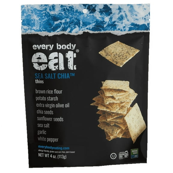 Every Body Eat: Thins Sea Salt Chia, 4 Oz