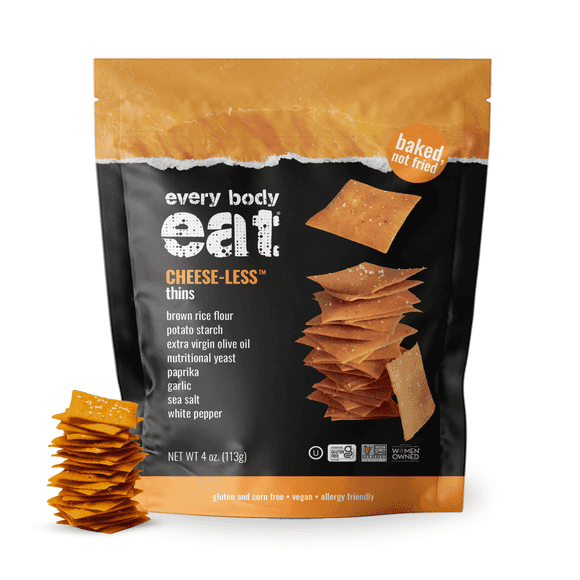 Every Body Eat Snack Thins, Cheese-less Flavor, Vegan, Gluten Free and Dairy Free (Pack of 2)