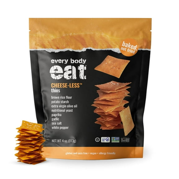 Every Body Eat Snack Thins, Cheese-less Flavor, Vegan, Gluten Free and Dairy Free (Pack of 6)