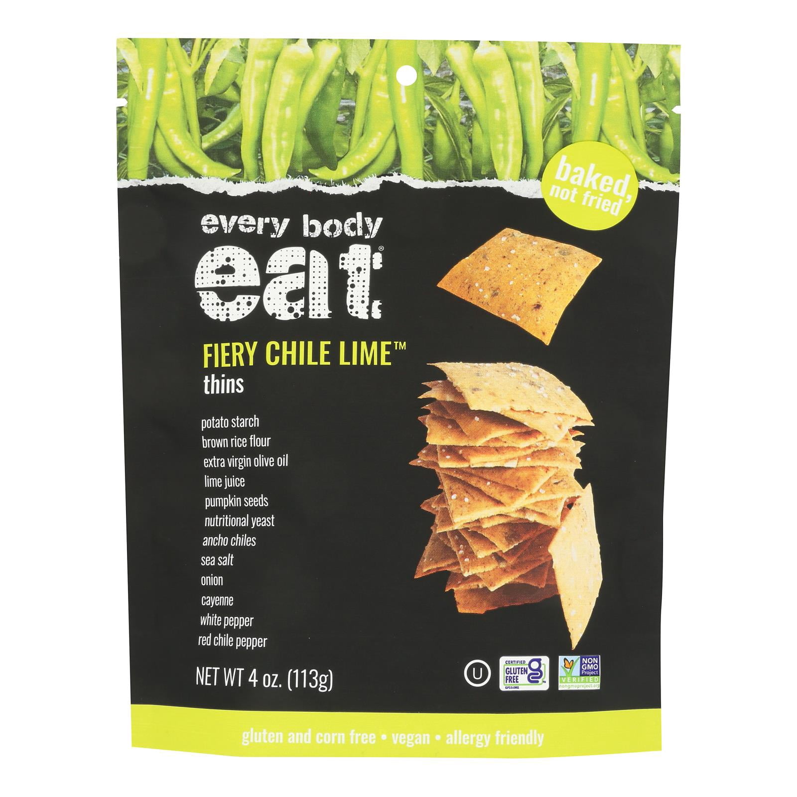 Snack Body Every Body Eat - Snack Thins Fiery Chil Lime - Case of 6-4 OZ - Walmart.com