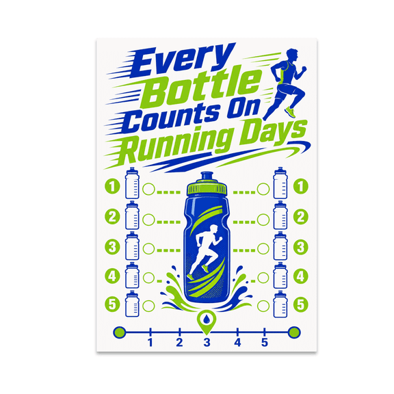 Every Bottle Counts On Running Days - Runner Hydration Tracker - 13x19 Poster Print