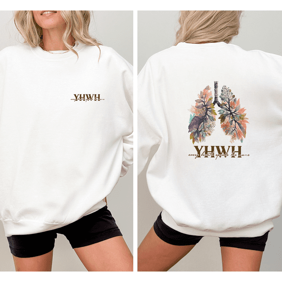 Every Breath Speak His Name Print Tops for Women Flower Lungs Faith Based Christian Sweatshirts Breathe Prayer Long Sleeve Shirts Casual Pullover for Holiday White,XL