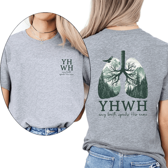 Every Breath Speak His Name Tshirts YHWH Lungs Faith Based Graphic Tees Casual Breath Prayer Design Cotton Shirts Short Sleeve Fashion Tops for Holiday Gray,3XL
