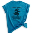 thumbnail image 1 of Every Bunny Was Fung Fu Fighting Shirt, Unisex Women's Men's Shirt, Easter Rabbit Bunny Shirt, Ninja Shirt, Heather Blue, 3X-Large, 1 of 6