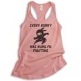 thumbnail image 1 of Every Bunny Was Fung Fu Fighting Tank Top, Ladies Racerback Tank Top, Easter Rabbit Bunny Tank, Ninja Tank, Desert Pink, Medium, 1 of 3